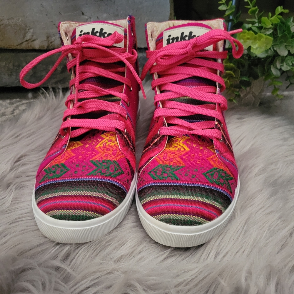 Inkkas Pink Multi-Color High-Top Sneakers - Picture 5 of 14